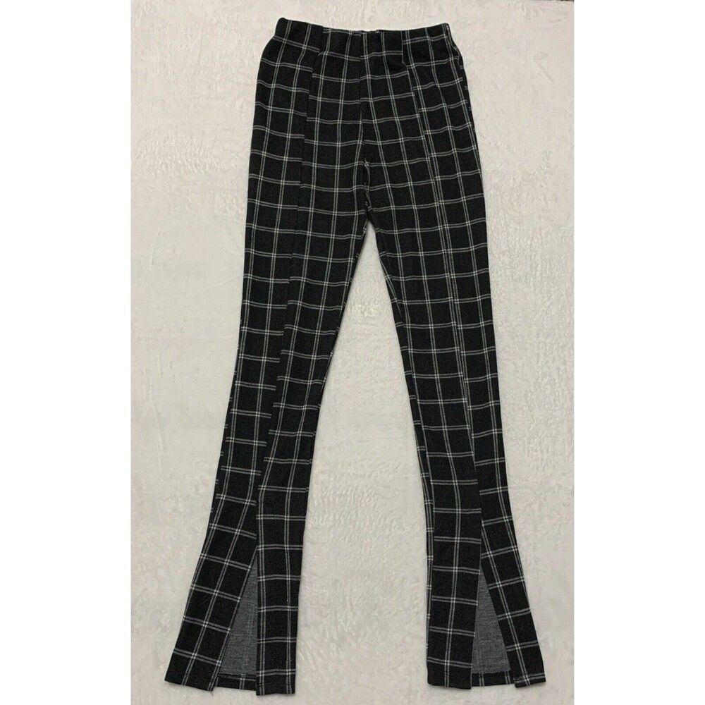 Streetwear Society Plaid Bootleg Flare Leggings Women’s Medium Split Hem